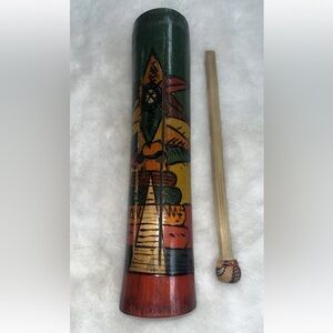 Vintage “FOLK ART” Log Drum Wooden Tongue Slit Drum Talking Instrument